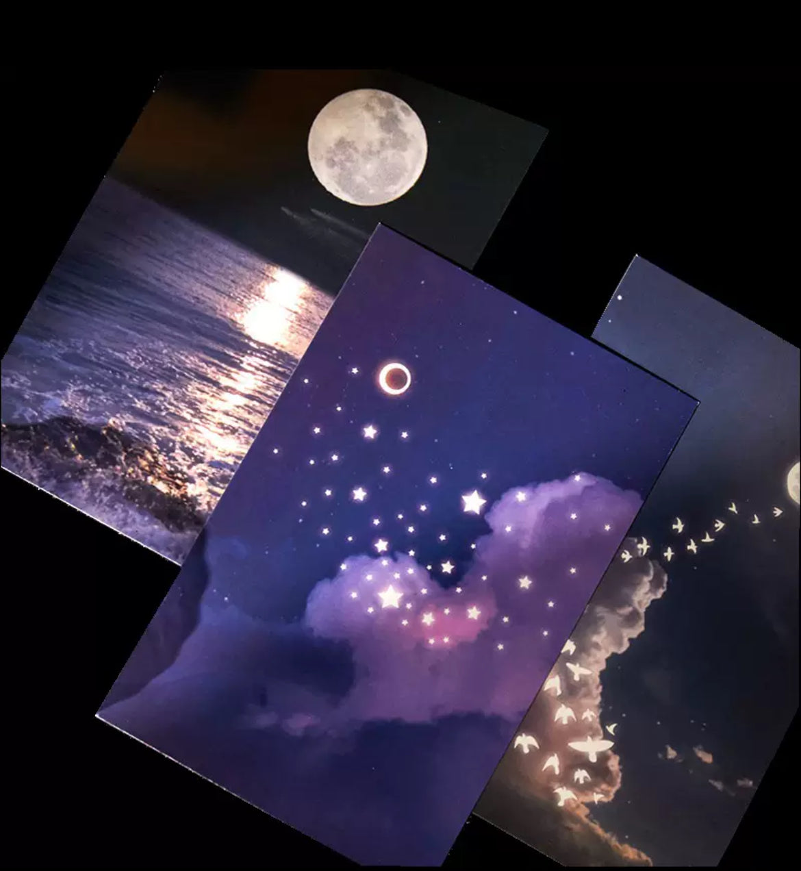 Cartolina dipinta a mano con cielo stellato